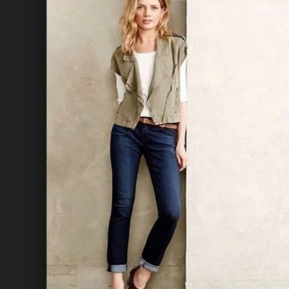 AG Adriano Goldschmied The Stevie Roll-Up Slim Straight Jeans Dark Wash 26R‎